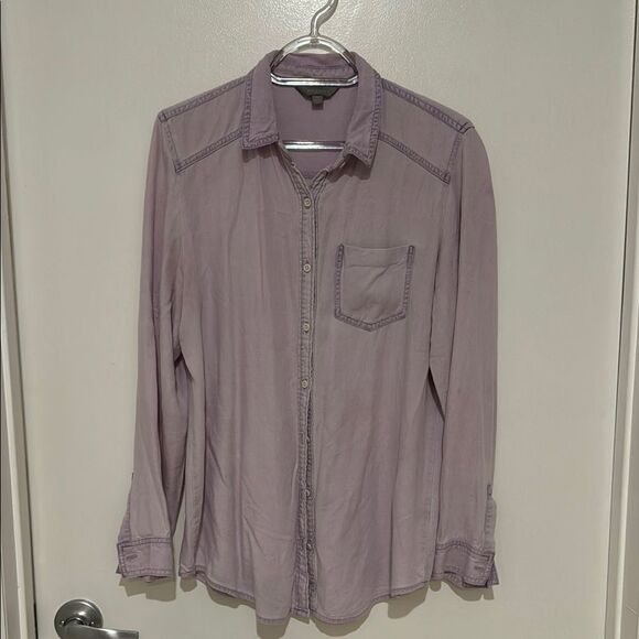 RUBBISH Nordstrom purple chambray long sleeve super soft button up shirt medium - Picture 1 of 6